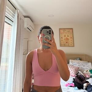 Pink V-Neck Sleeveless Top